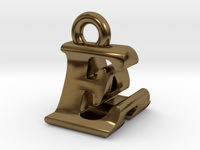 3D Monogram Pendant - EAF1 in Polished Bronze