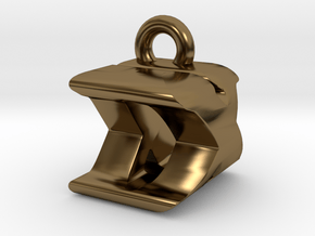 3D Monogram Pendant - DXF1 in Polished Bronze