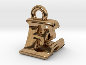 3D Monogram Pendant - EAF1 in Polished Brass