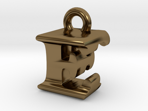 3D Monogram Pendant - EFF1 in Polished Bronze