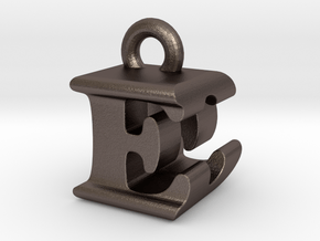 3D Monogram Pendant - EDF1 in Polished Bronzed Silver Steel