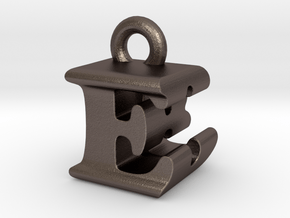 3D Monogram Pendant - EBF1 in Polished Bronzed Silver Steel
