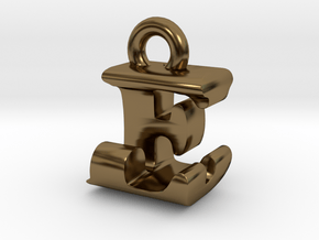 3D Monogram Pendant - EJF1 in Polished Bronze