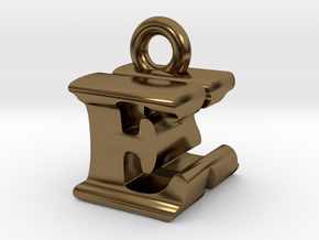 3D Monogram Pendant - EKF1 in Polished Bronze