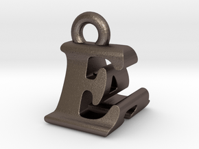 3D Monogram Pendant - EAF1 in Polished Bronzed Silver Steel