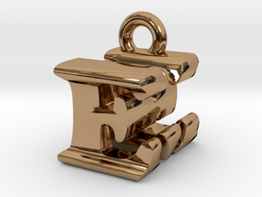 3D Monogram Pendant - EMF1 in Polished Brass