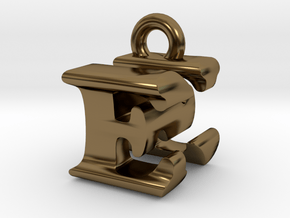 3D Monogram Pendant - ENF1 in Polished Bronze