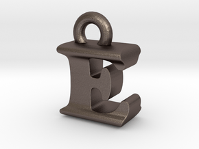 3D Monogram Pendant - EIF1 in Polished Bronzed Silver Steel