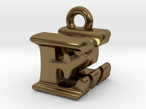 3D Monogram Pendant - EMF1 in Polished Bronze