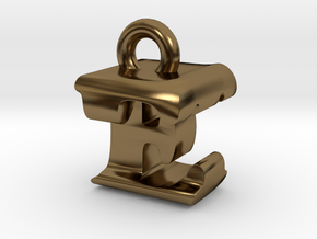 3D Monogram Pendant - ETF1 in Polished Bronze