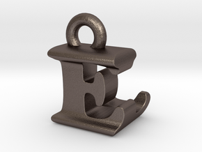 3D Monogram Pendant - ELF1 in Polished Bronzed Silver Steel