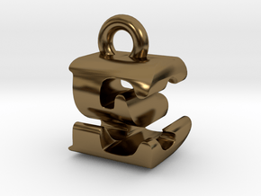 3D Monogram Pendant - ESF1 in Polished Bronze