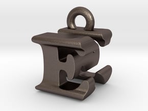 3D Monogram Pendant - ENF1 in Polished Bronzed Silver Steel