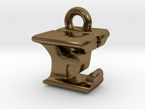 3D Monogram Pendant - EYF1 in Polished Bronze