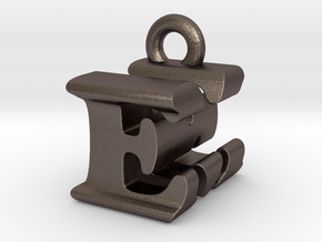 3D Monogram Pendant - EMF1 in Polished Bronzed Silver Steel