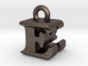3D Monogram Pendant - ERF1 in Polished Bronzed Silver Steel
