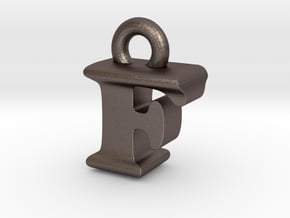 3D Monogram Pendant - FIF1 in Polished Bronzed Silver Steel