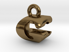 3D Monogram Pendant - GCF1 in Polished Bronze