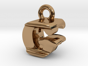 3D Monogram Pendant - GFF1 in Polished Brass