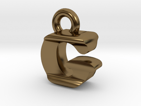 3D Monogram Pendant - GIF1 in Polished Bronze