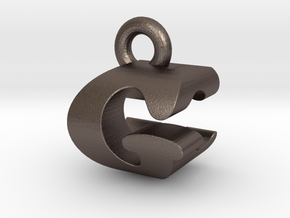 3D Monogram Pendant - GCF1 in Polished Bronzed Silver Steel