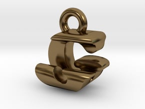 3D Monogram Pendant - GJF1 in Polished Bronze