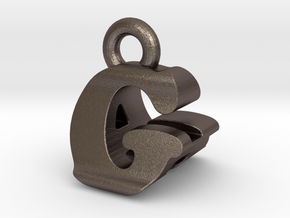3D Monogram Pendant - GAF1 in Polished Bronzed Silver Steel