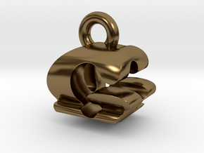 3D Monogram Pendant - GQF1 in Polished Bronze