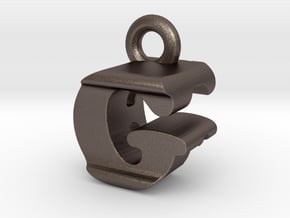 3D Monogram Pendant - GFF1 in Polished Bronzed Silver Steel
