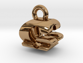 3D Monogram Pendant - GQF1 in Polished Brass