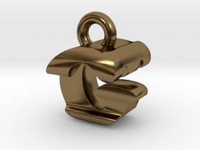 3D Monogram Pendant - GTF1 in Polished Bronze