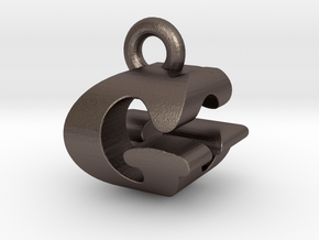 3D Monogram Pendant - GGF1 in Polished Bronzed Silver Steel