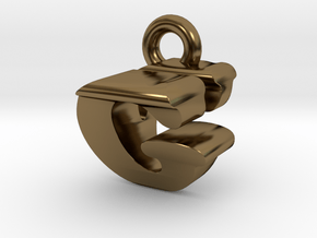 3D Monogram Pendant - GVF1 in Polished Bronze