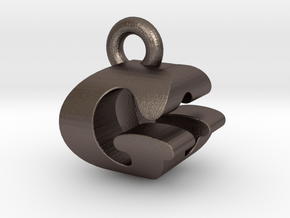 3D Monogram Pendant - GOF1 in Polished Bronzed Silver Steel
