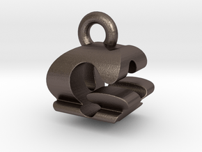 3D Monogram Pendant - GQF1 in Polished Bronzed Silver Steel