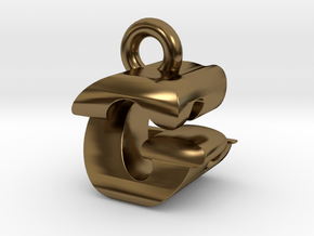 3D Monogram Pendant - GZF1 in Polished Bronze