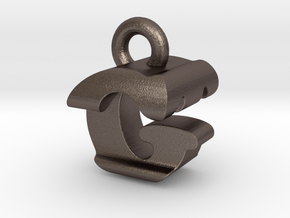 3D Monogram Pendant - GTF1 in Polished Bronzed Silver Steel