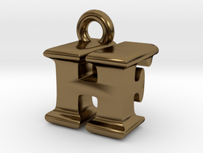 3D Monogram Pendant - HFF1 in Polished Bronze