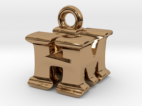 3D Monogram Pendant - HMF1 in Polished Brass
