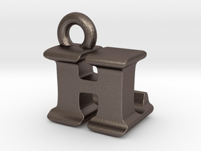 3D Monogram Pendant - HLF1 in Polished Bronzed Silver Steel