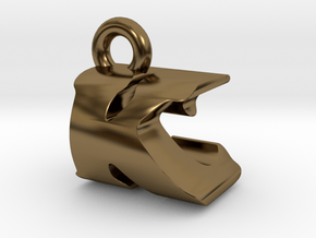 3D Monogram Pendant - KCF1 in Polished Bronze