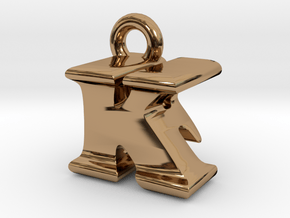3D Monogram Pendant - KFF1 in Polished Brass
