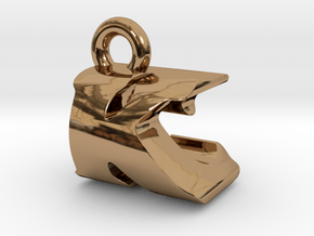 3D Monogram Pendant - KCF1 in Polished Brass