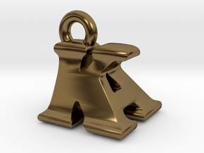 3D Monogram Pendant - KAF1 in Polished Bronze