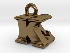 3D Monogram Pendant - KEF1 in Polished Bronze