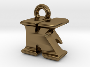 3D Monogram Pendant - KFF1 in Polished Bronze