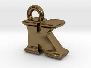 3D Monogram Pendant - KIF1 in Polished Bronze