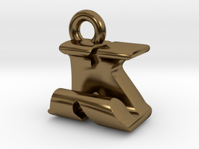 3D Monogram Pendant - KJF1 in Polished Bronze