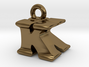 3D Monogram Pendant - KKF1 in Polished Bronze