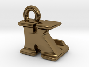 3D Monogram Pendant - KLF1 in Polished Bronze